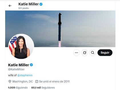 La cuenta en X de Katie Miller